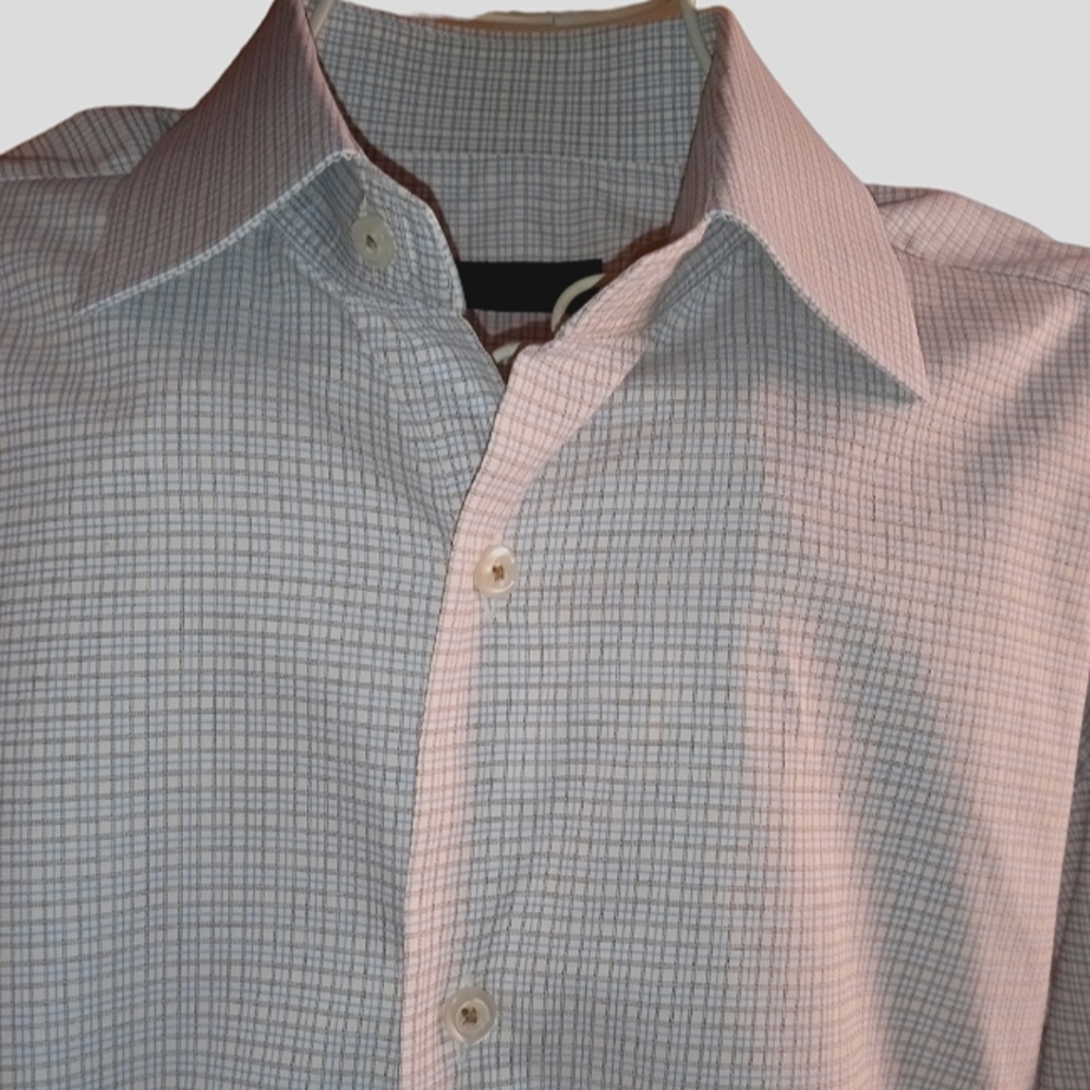 David Donahue Square Stripe Button Up Dress Shirt size 15.5 34/35 Men's   8